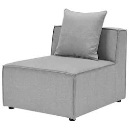 Outdoor Escape - Outdoor Patio Upholstered Armless Sofa Chair With Cushioned Seat And Backrest - Gray