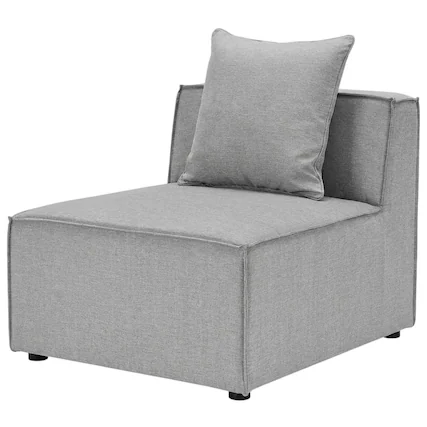 Front. Outdoor Escape - Outdoor Patio Upholstered Armless Sofa Chair With Cushioned Seat And Backrest - Gray.