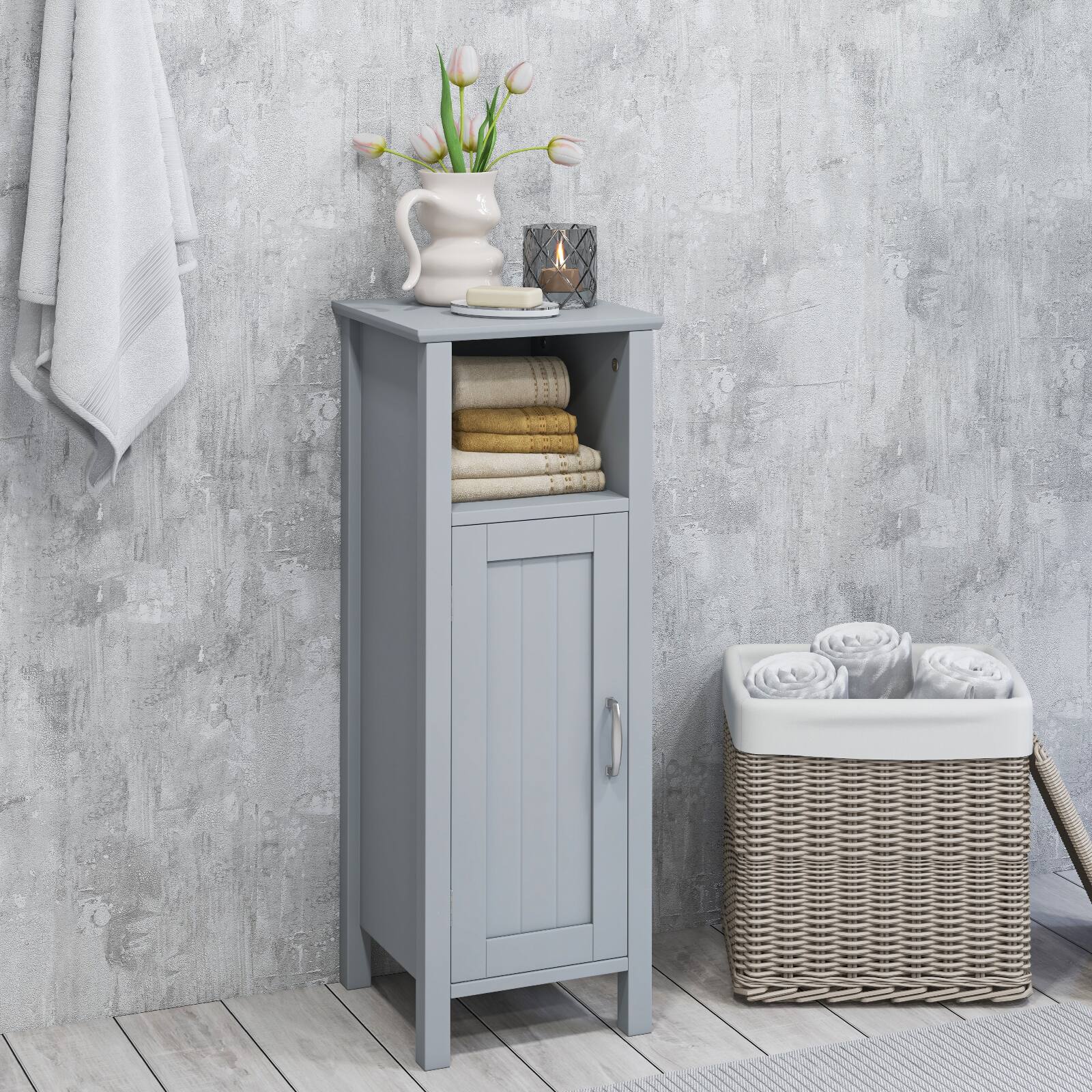 Alt View 7. Ecooso - Bathroom Storage Organizer with 2-Tier Cabinet - Gray.