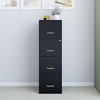 Alt View 5. Staples - 4-Drawer Vertical File Cabinet, Letter Size, Lockable, 47.2"H x 14.5"W x 18.9"D, Black (ST52152-CC) - Black.