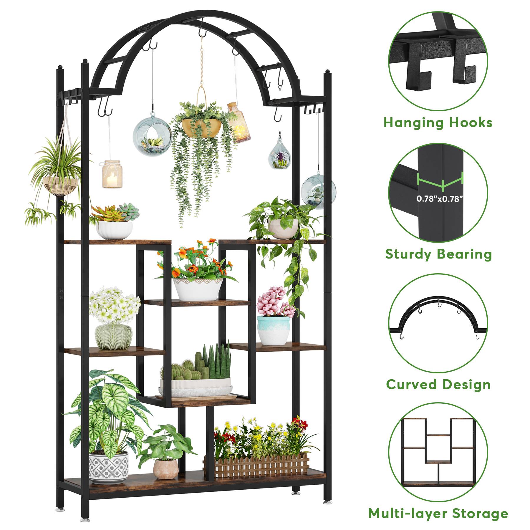 Hanging Hooks
0.78"x0.78"
Sturdy Bearing
Curved Design
Multi-layer Storage
