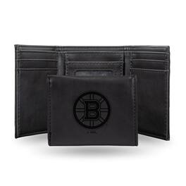 Rico Industries - Boston Bruins NHL Laser Engraved Black Trifold Wallet - Multi