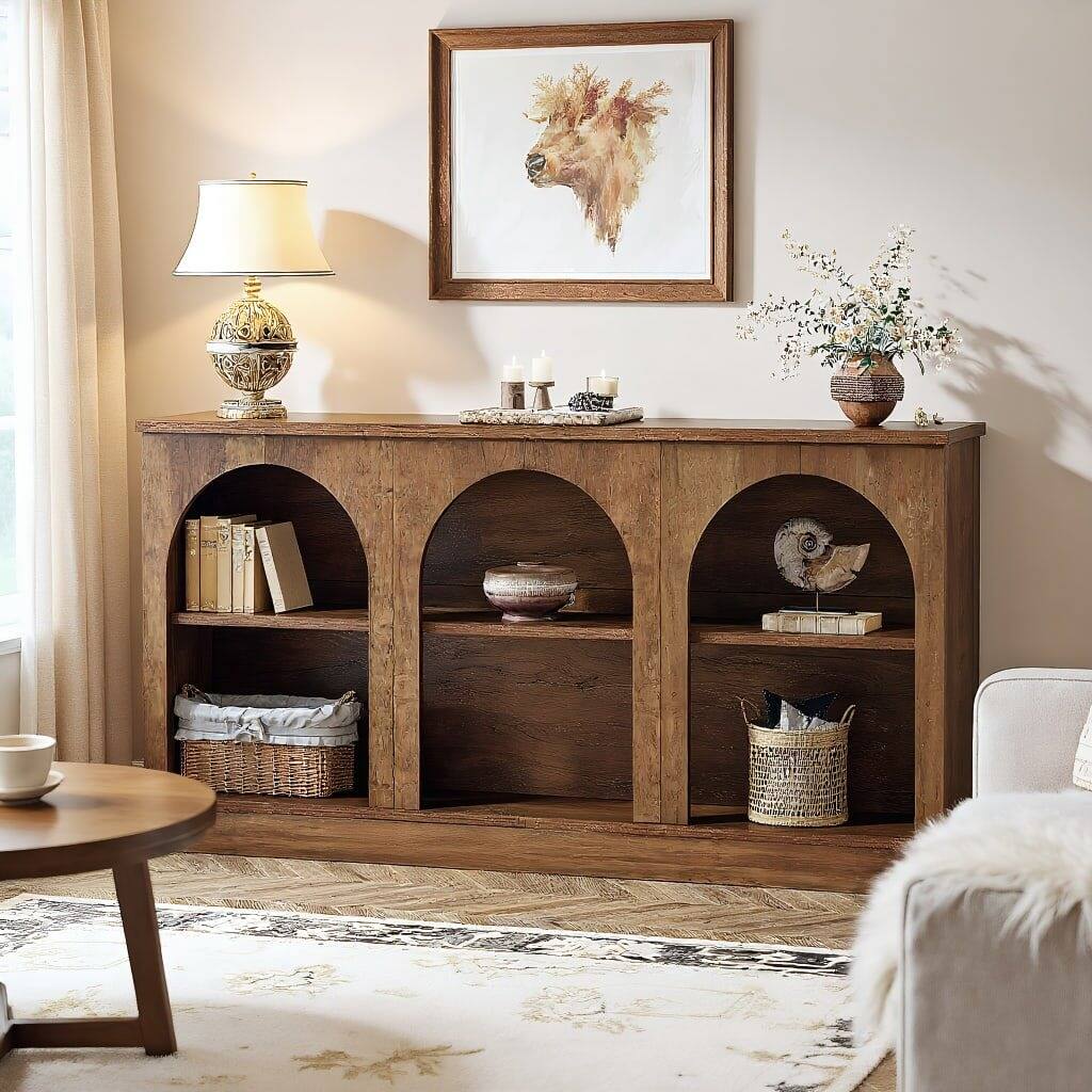 Alt View 2. Kadyn - Kadyn 3-Tier Storage Console Table, Rustic Entryway Decor, Space-Saving Home Accessory, Rustic Brown - Brown.