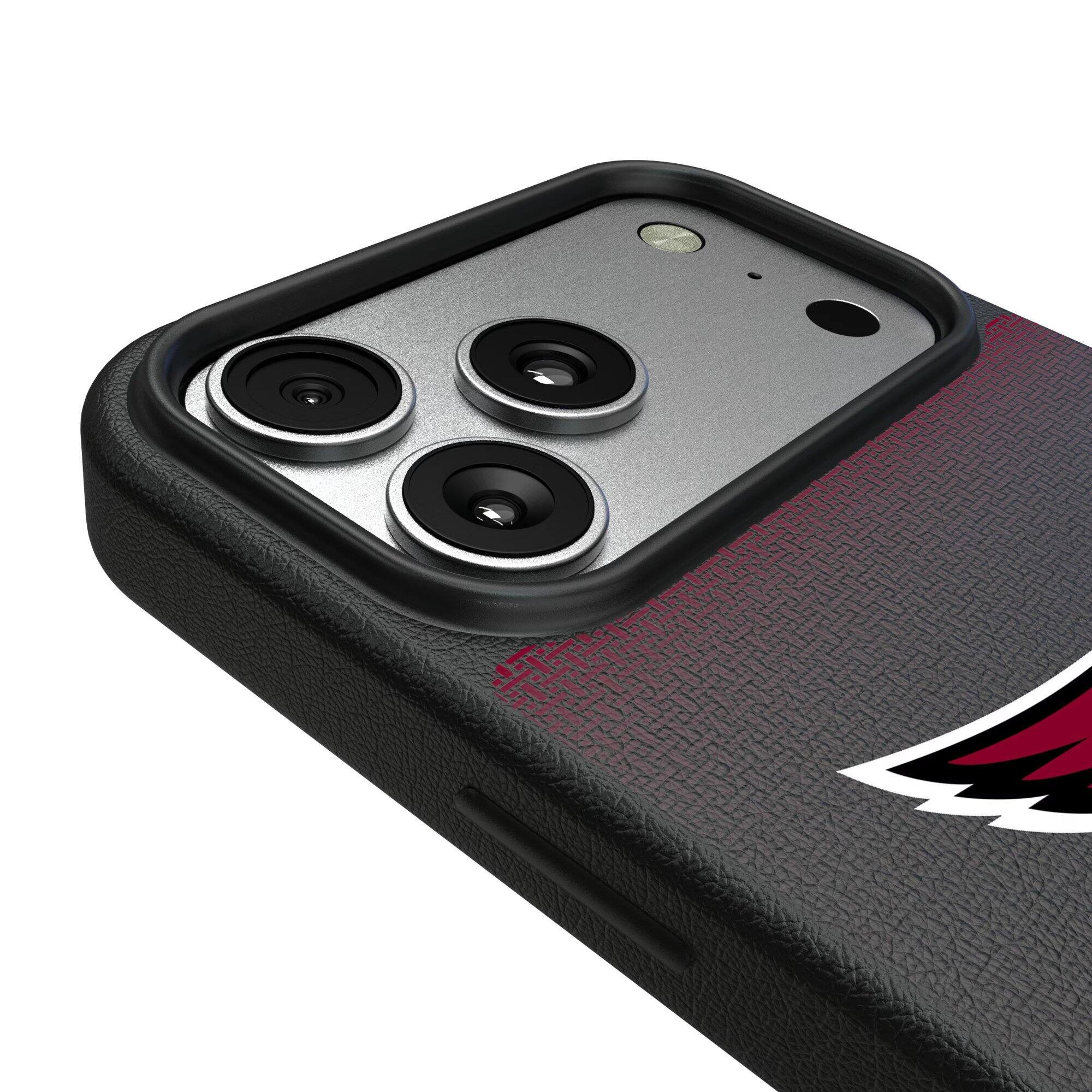 Alt View 2. Keyscaper - Arizona Cardinals Linen Logo iPhone Magnetic Bump Case - 16 Plus - Black.