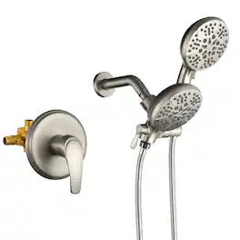 Boyel Living - Shower Set Brass SUS304 1-Function Valve 7-Function Dual Sprayers 60-Inch Steel Hose cUPC - Brushed Nickel