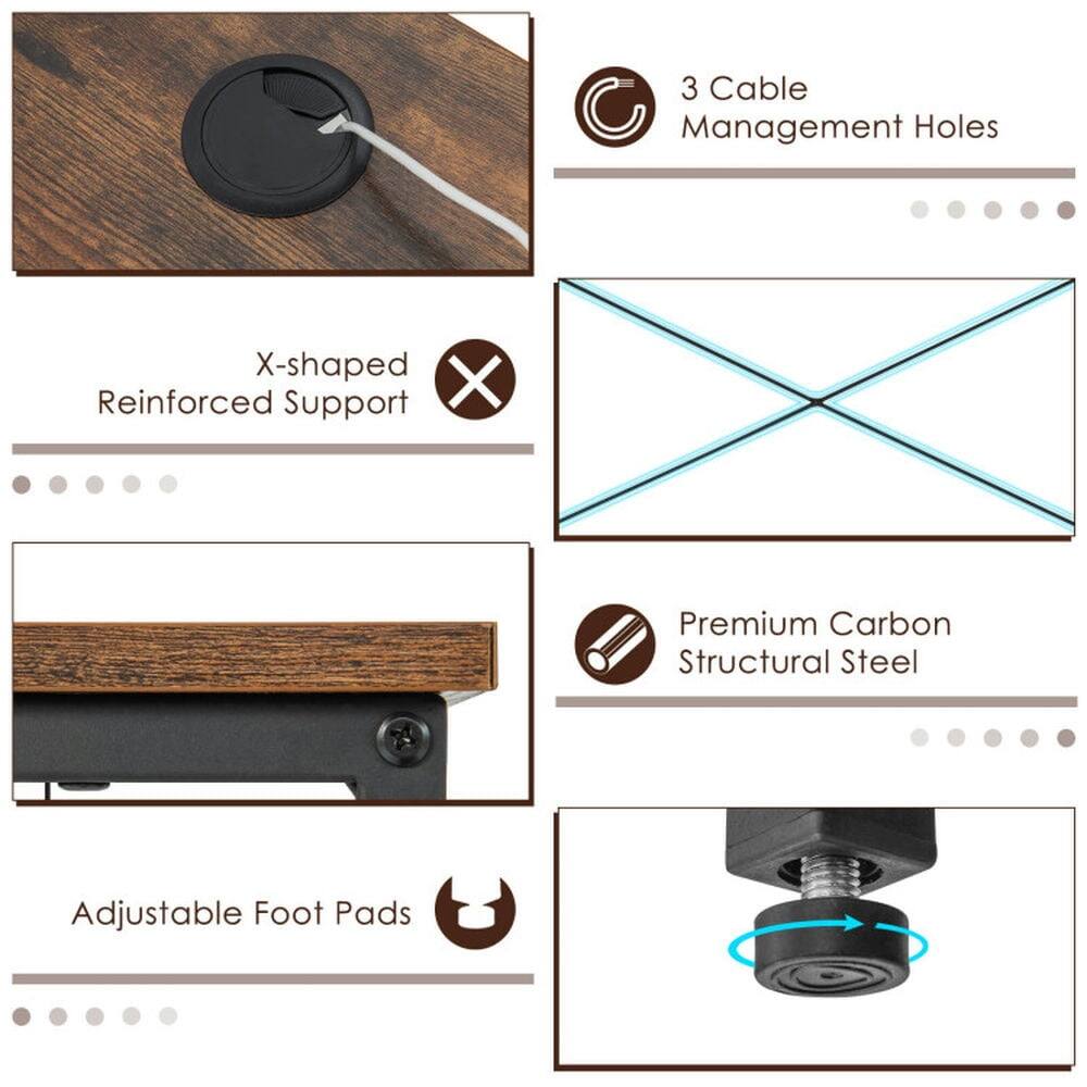 3 Cable Management Holes  
X-shaped Reinforced Support  
Premium Carbon Structural Steel  
Adjustable Foot Pads