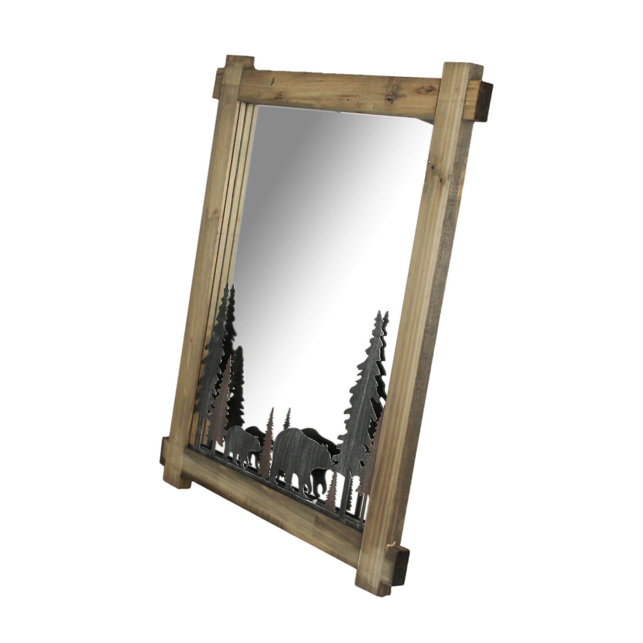 Alt View 1. De Leon Collections - 26 Inch Black Bears Wood And Metal Wall Mirror Decorative Forest Bathroom Decor - Brown.