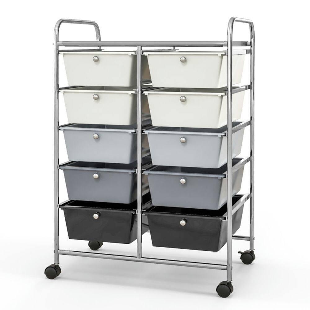 Angle. Kadyn - Filing Cabinet Office Drawers, Office Storage Cabinet,10-Drawer Rolling Storage Cart-Beige & Gray.