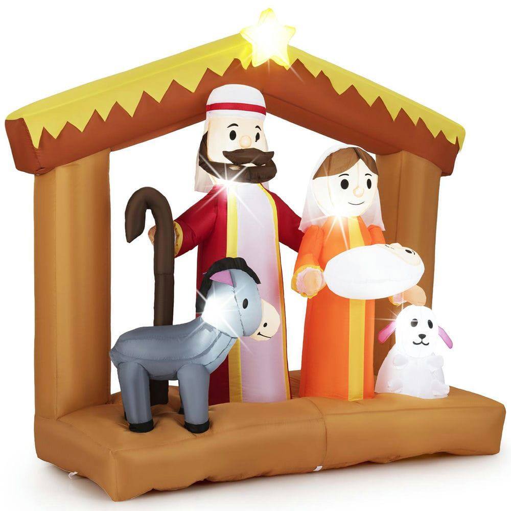Alt View 2. Resenkos - Resenkos 6-Ft Outdoor Nativity Scene Inflatable with LED Lights - Multi-Color - White.