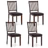 Front. Costway - Modern Dining Chair Set of 4 with Slanted High Backrest Wear-resistant PVC Leather - Cappuccino, Black.
