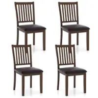 Costway Modern Dining Chair Set of 4 with Slanted High Backrest Wear-resistant PVC Leather - Cappuccino, Black - Front_Zoom