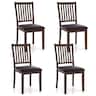Costway - Modern Dining Chair Set of 4 with Slanted High Backrest Wear-resistant PVC Leather - Cappuccino, Black