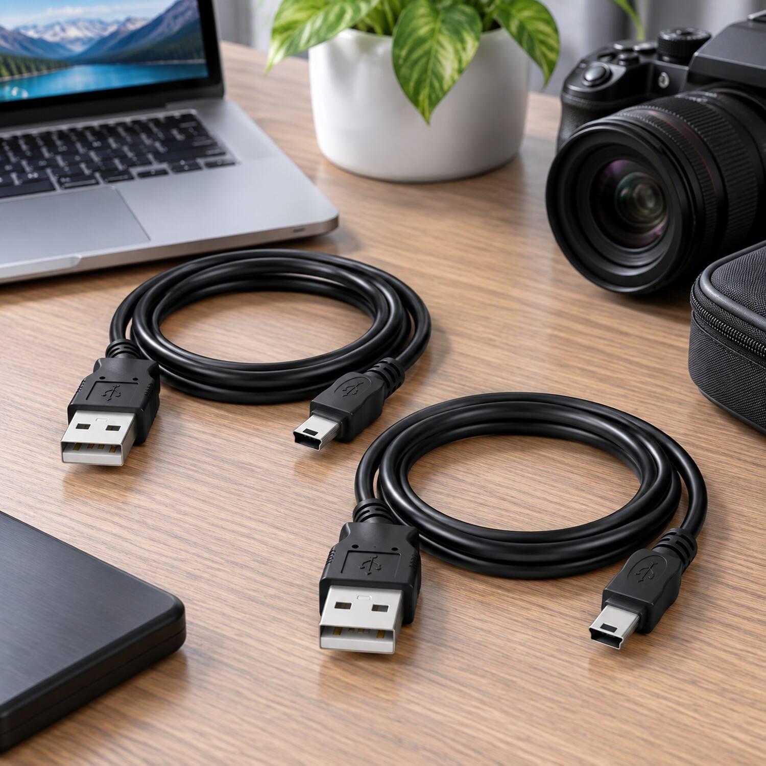 Left. Sanoxy - Sanoxy 3ft USB2.0 A Male to Mini-B 5-pin Male Cable - Black.
