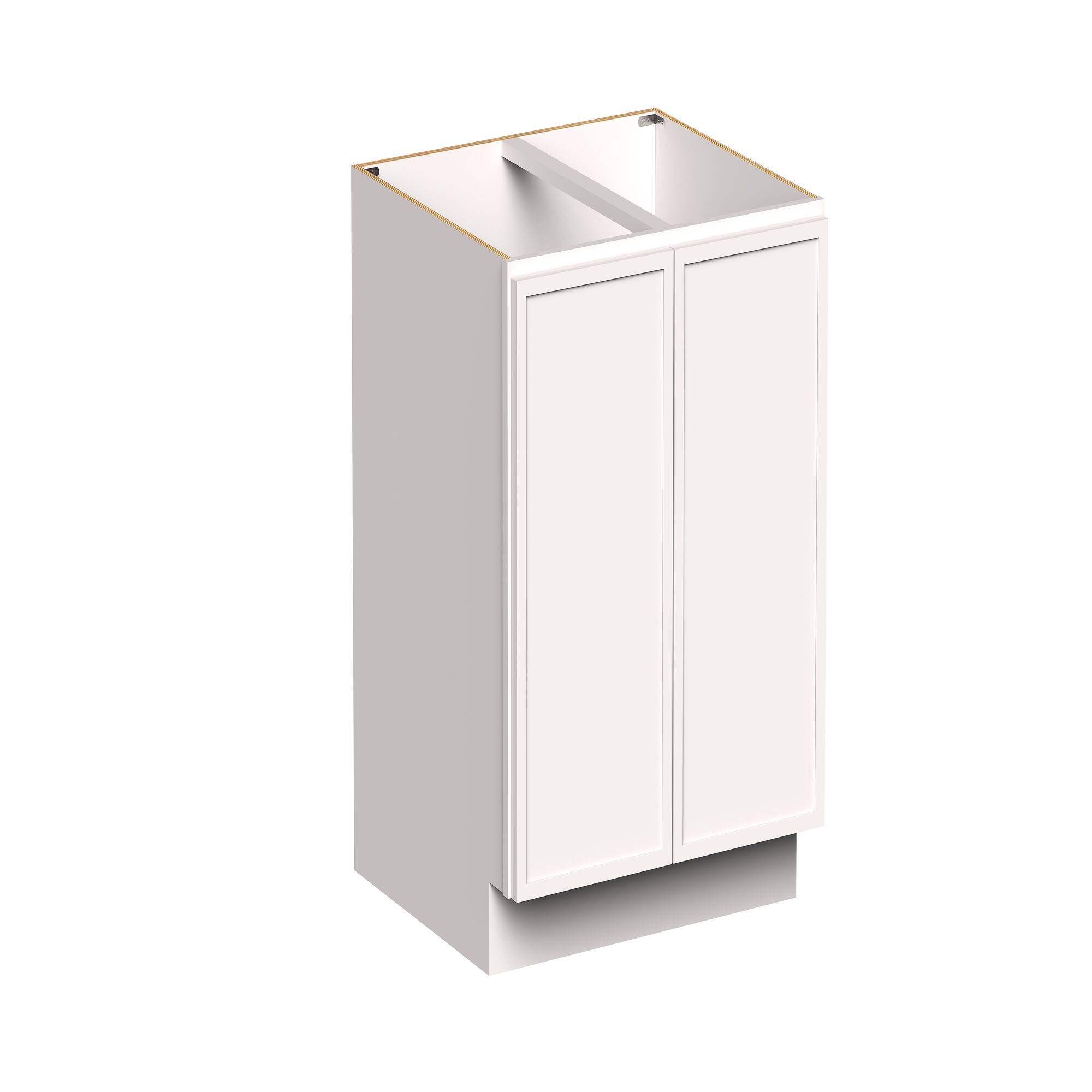 Angle. Boyel Living - 27-in W x 34.5-in H x 24-in D Slim Shaker RTA Kitchen Full Height Door Base Cabinet with Soft-Close - Snow White.