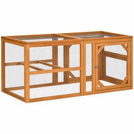 RYHNUYNE - 55 in Wooden Chicken Coop Expansion, Combinable Run, Climate-Safe Paint, Wire Fencing, 25 in H