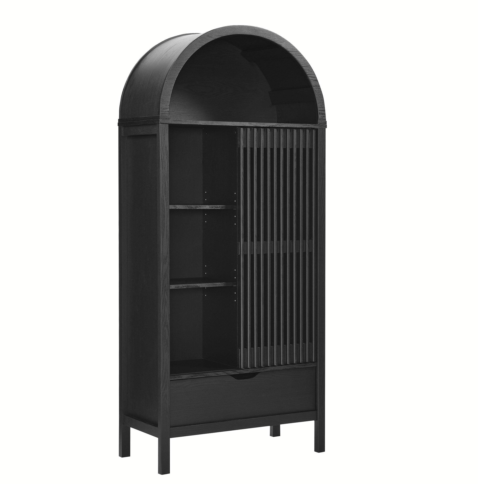 Angle. Modway - Vaughn 71" Arched Storage Display Cabinet by Modway - Black.
