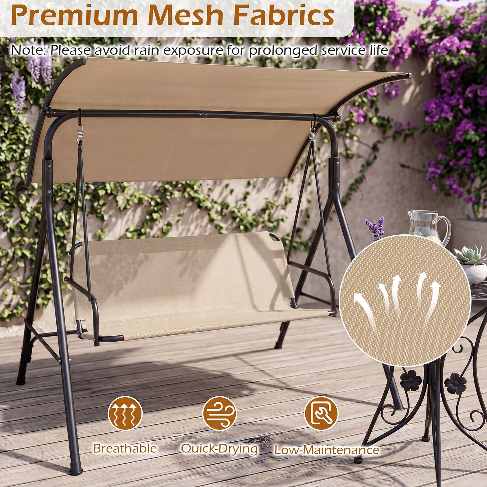 Premium Mesh Fabrics

Note: Please avoid rain exposure for prolonged service life

Breathable Quick-Drying Low-Maintenance