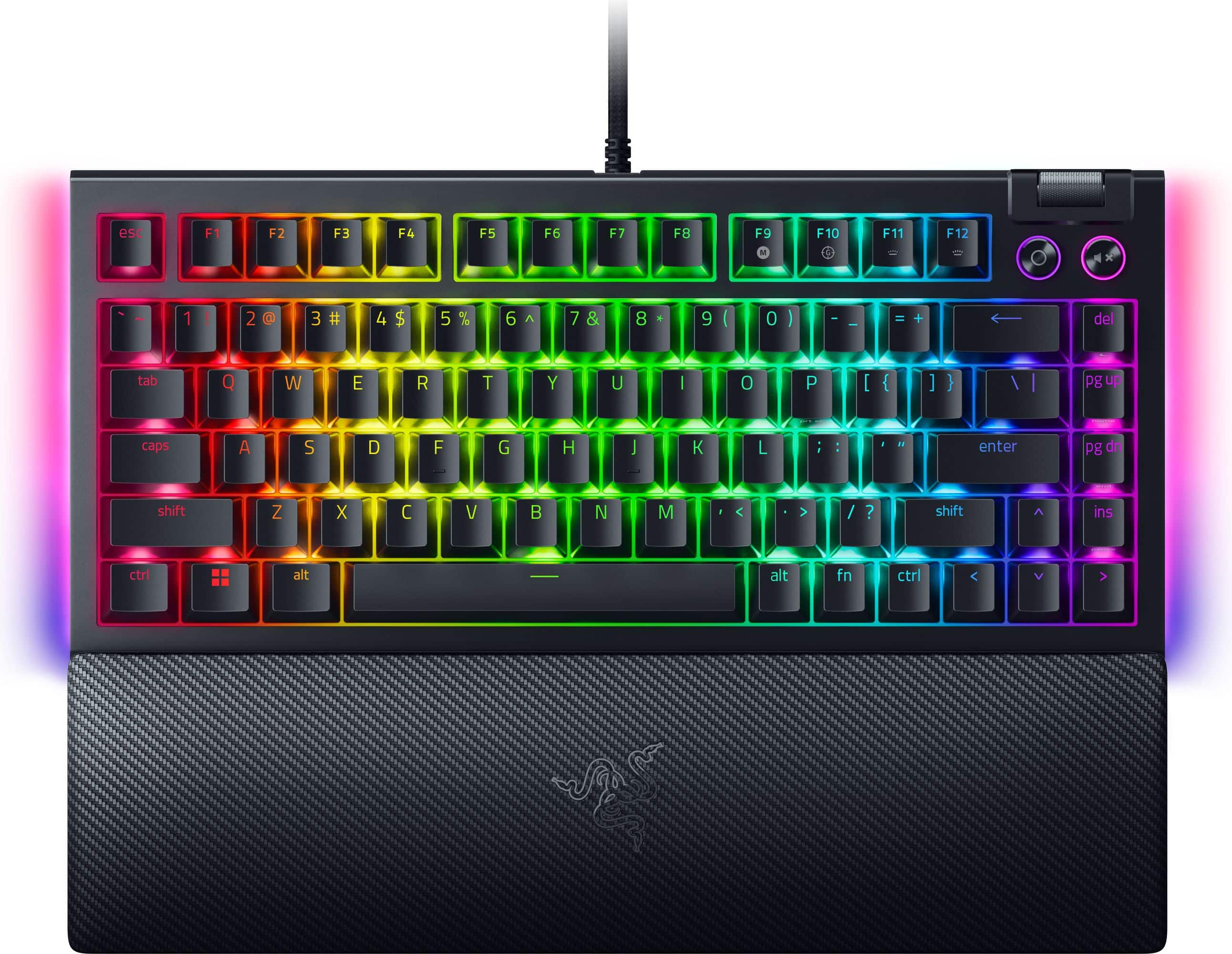 Razer - BlackWidow V4 75% Wired Mechanical Orange Switch Gaming Keyboard with Hot-Swappable Design - Black - Front_Zoom