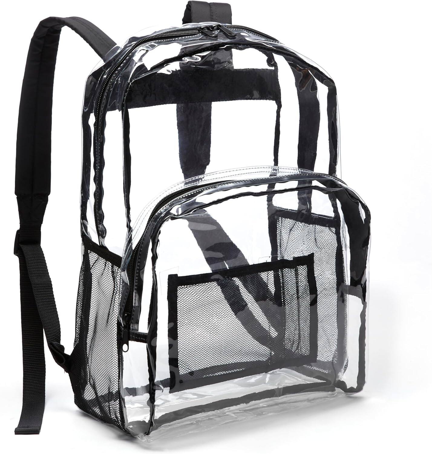 Front. Vulpecula Spade -  Basics Transparent School Backpack - Black.