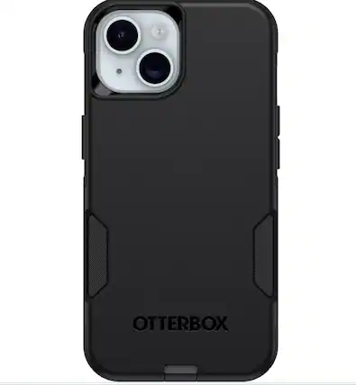 Front. OtterBox - iPhone 16e/15/14/13 Commuter Series Case - Bump-Resistant Polycarbonate - Black.