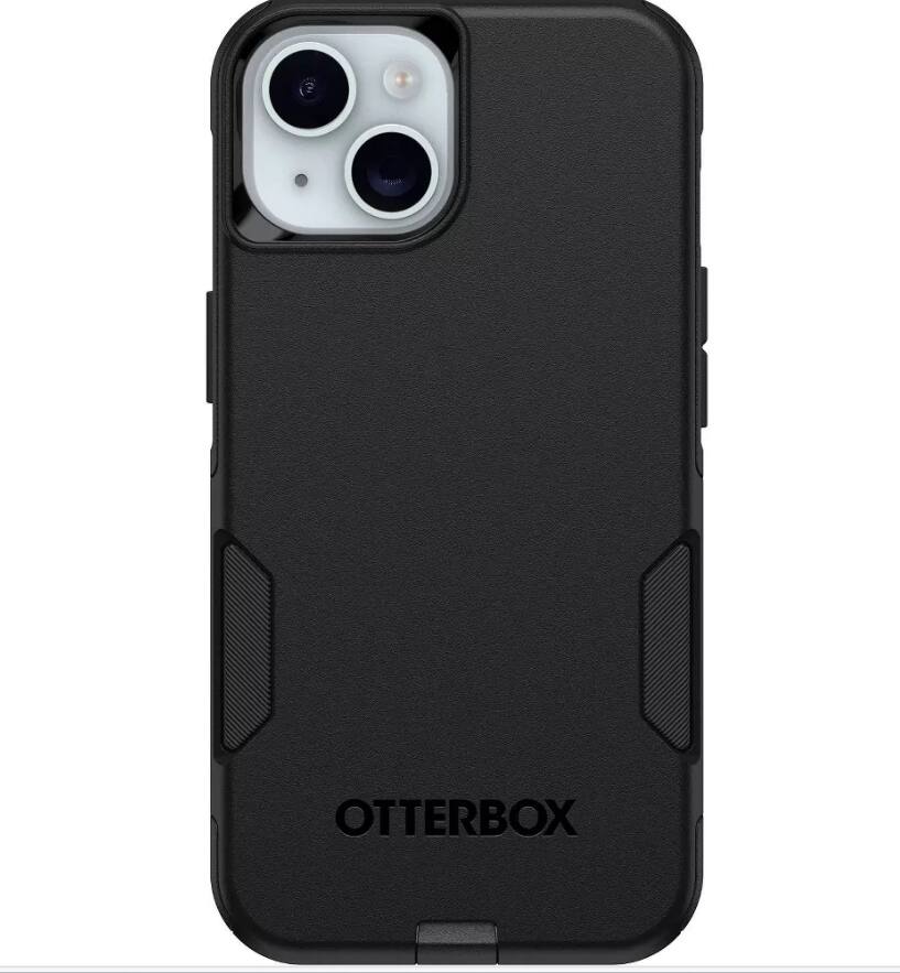 Front. OtterBox - iPhone 16e/15/14/13 Commuter Series Case - Bump-Resistant Polycarbonate - Black.