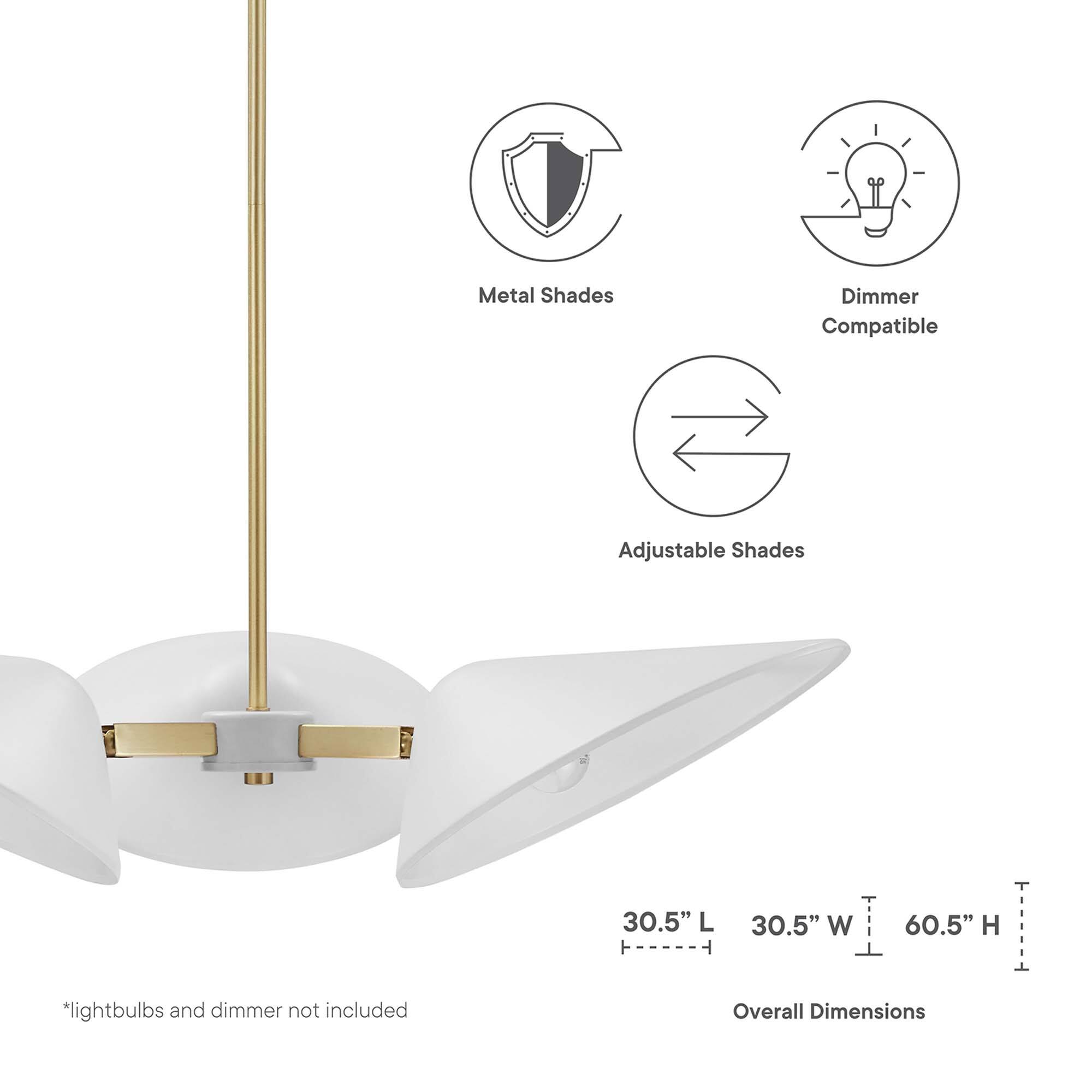Metal Shades Dimmer Compatible Adjustable Shades  
*lightbulbs and dimmer not included  

30.5" L 30.5" W 60.5" H  
Overall Dimensions