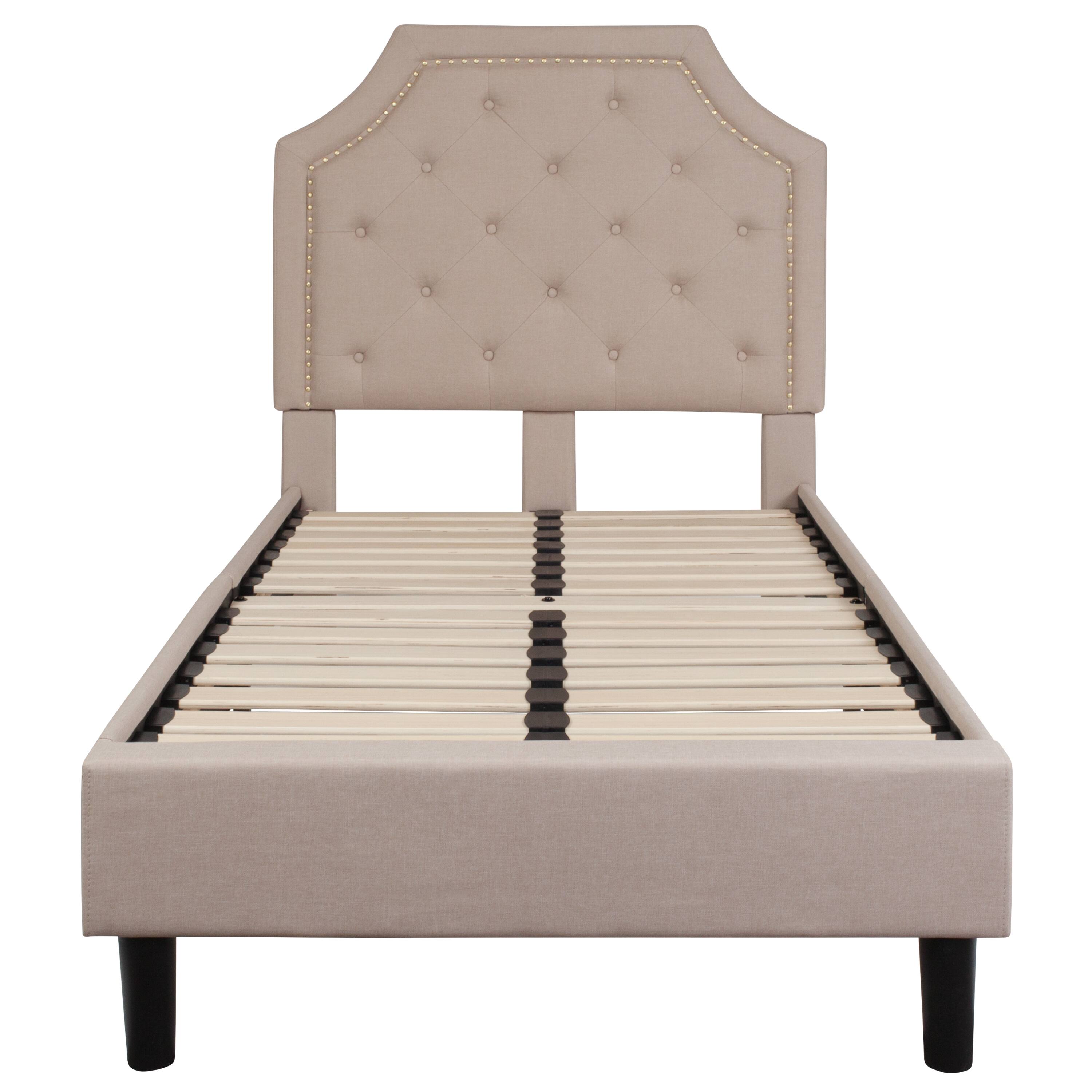 Alt View 5. Emma + Oliver - Arched Tufted Upholstered Platform Bed - Beige.