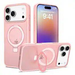 BEARSOLIM - Phone 17 Pro Max Magnetic Ring Stand Case, MagSafe Compatible - Pink