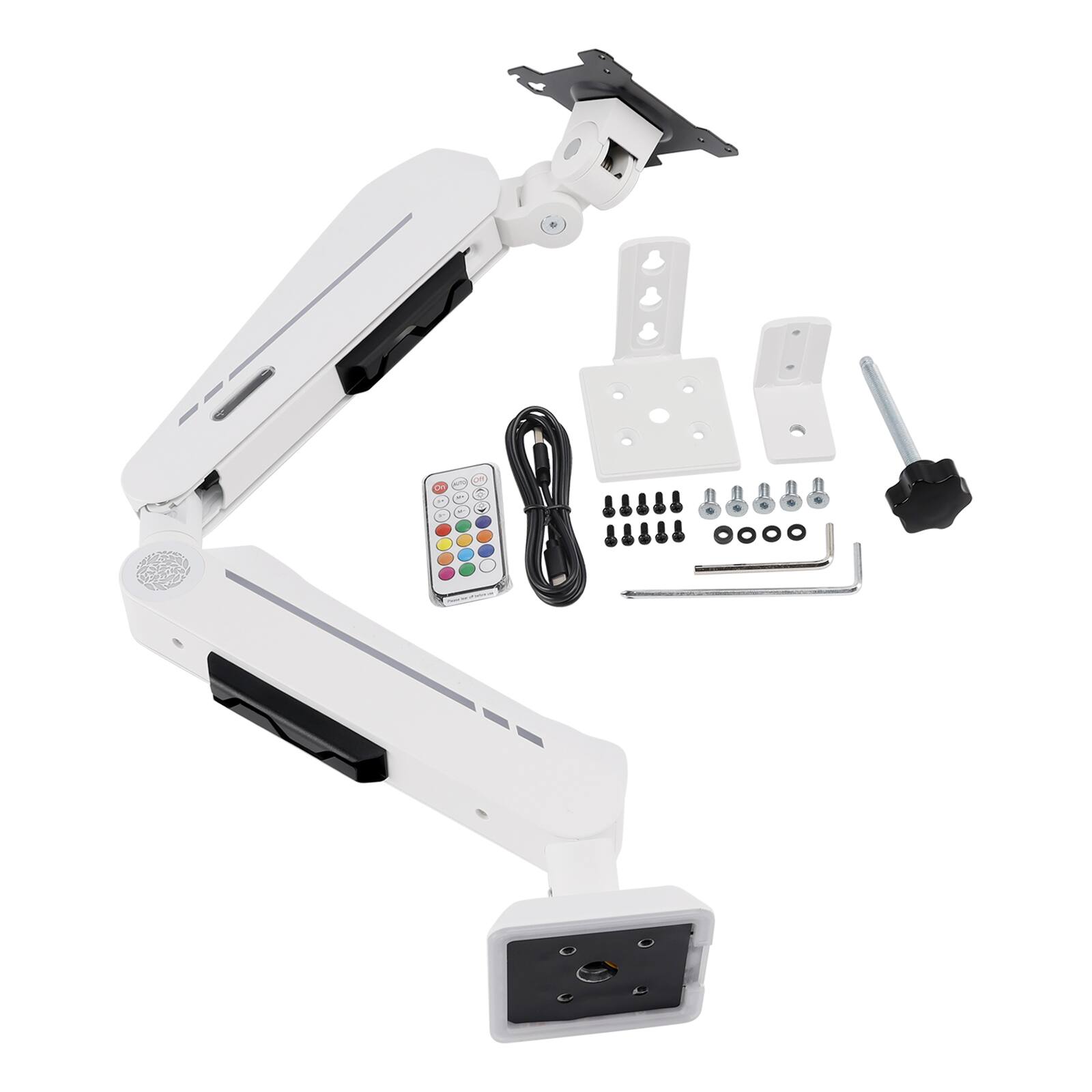 Alt View 7. Topteng - Gaming Monitor Arm for 17"-32" Screens – RGB Lighting, 19.8 lbs Capacity, Full Motion Adjustment, Fit for Gaming Setup - White.