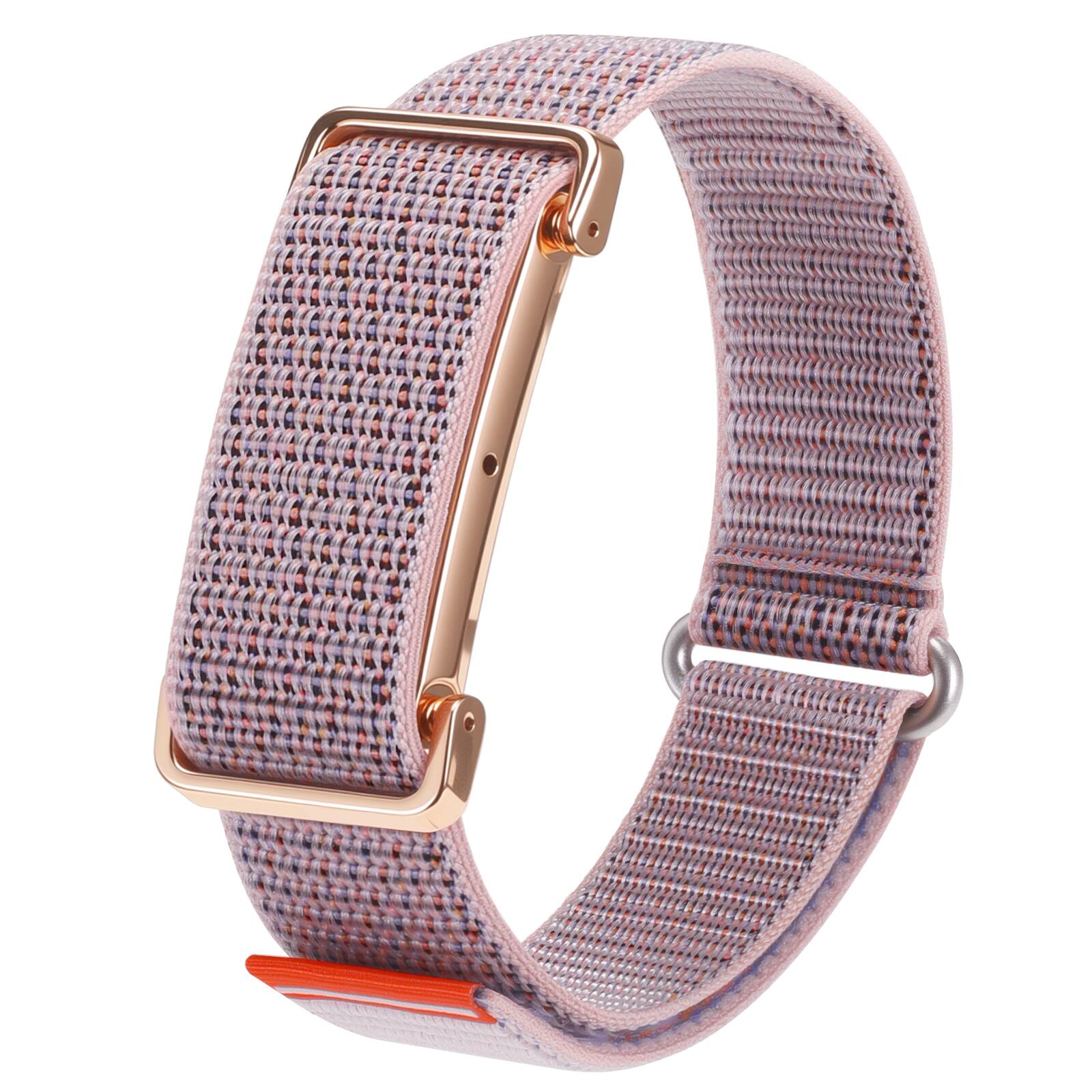 Front. Fintie - Nylon Loop Band for Google Fitbit Air, Sport Wrist Strap Secure Closure Adjustable Hook-and-Loop Breathable Durable - Pink Sand.