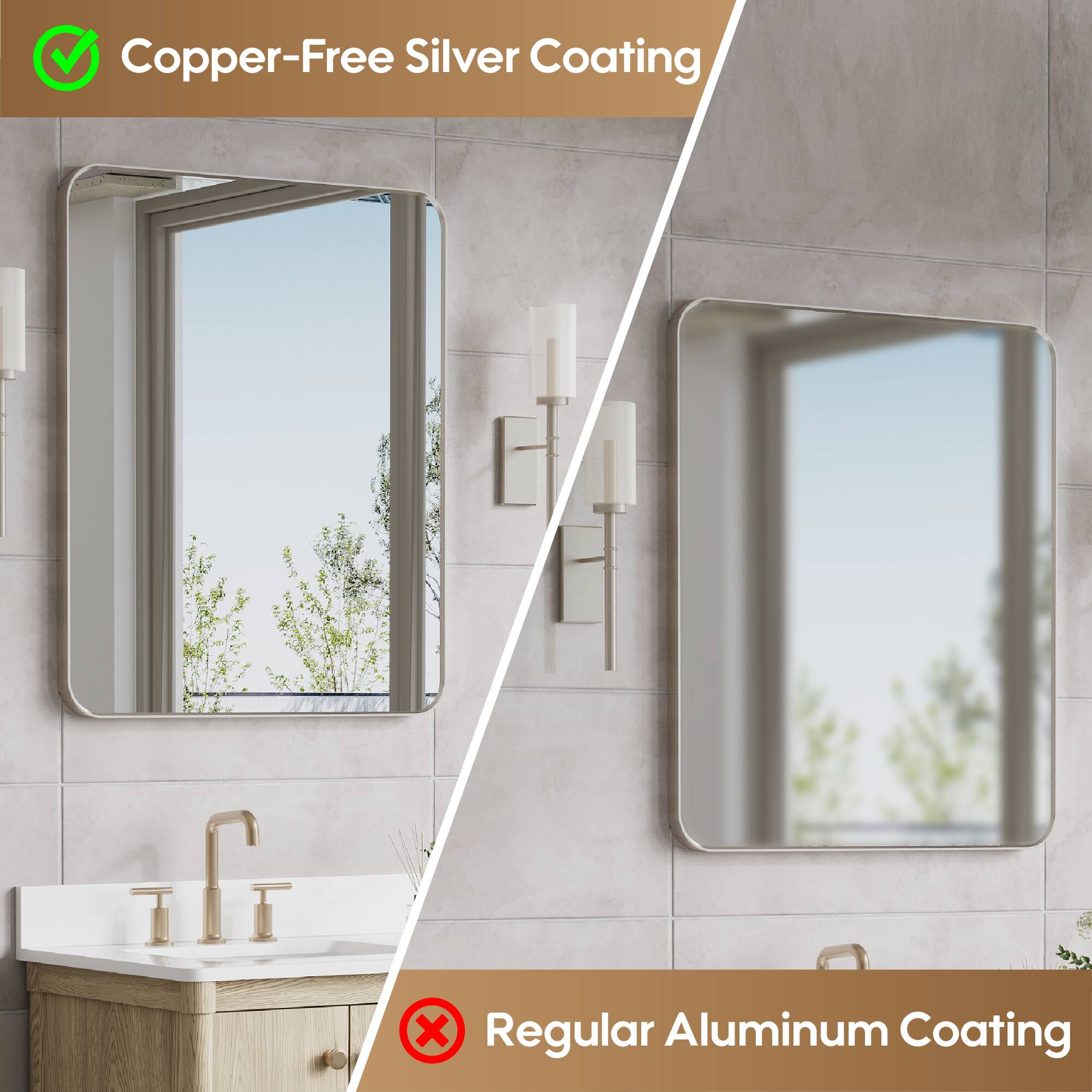 Copper-Free Silver Coating  
Regular Aluminum Coating