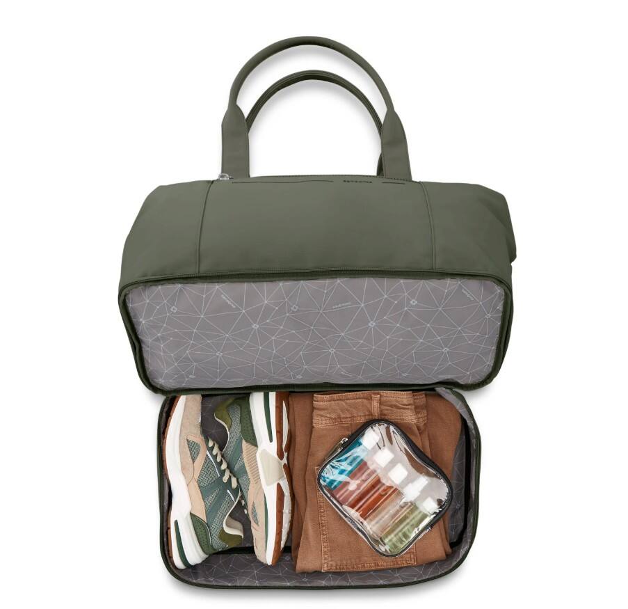 Left. Samsonite - Better Than Basic Drop Bottom Weekender Duffle Bag - OLIVE.