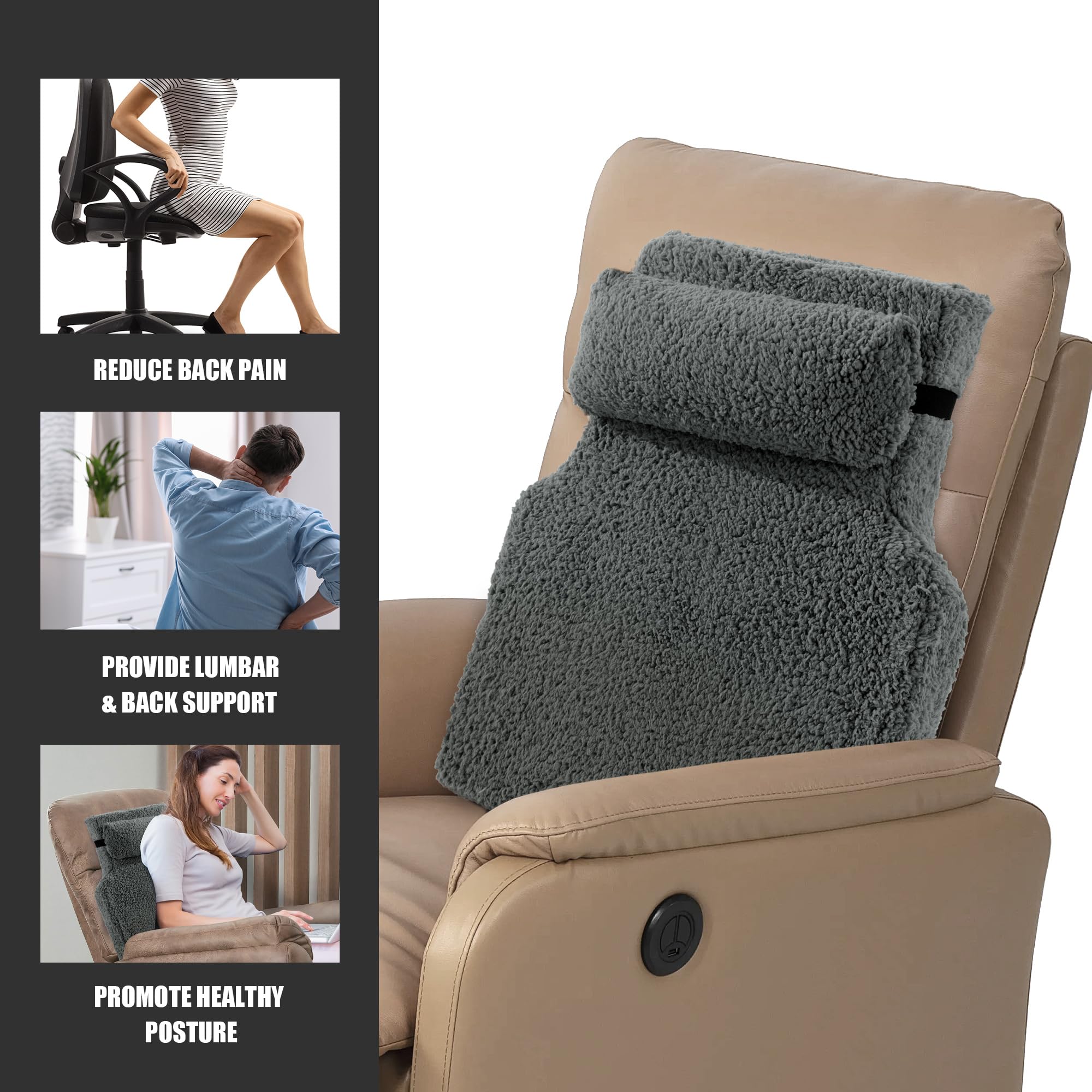 - REDUCE BACK PAIN
- PROVIDE LUMBAR & BACK SUPPORT
- PROMOTE HEALTHY POSTURE
