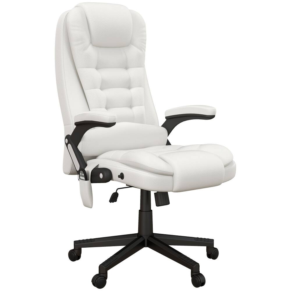Alt View 7. Loheer - Loheer White Ergonomic Heated Massage Office Chair Recliner Desk - White.