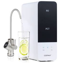 Costway - 800 GPD Tankless Under-Sink RO System with 8-Stage Filtration & Smart LED Faucet-800 GPD - Black,White