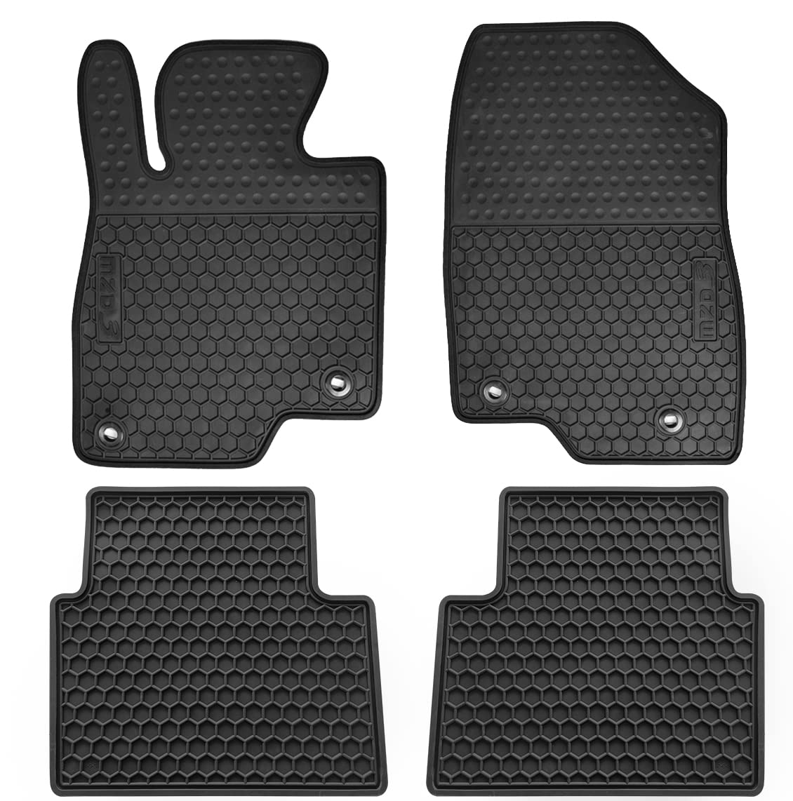 Front. Dazzling Pops - Car Floor Mats Custom Fit For Mazda 3 2014 2015 2016 2017 2018 Odorless Washable Heavy Duty Rubber all We - Black Mazda 3:2014-2018.