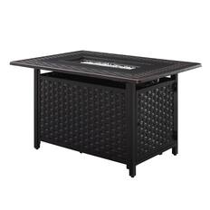 Front. Fire Sense - Albany Aluminum Rectangular LPG/NG Fire Pit - Antique Bronze.