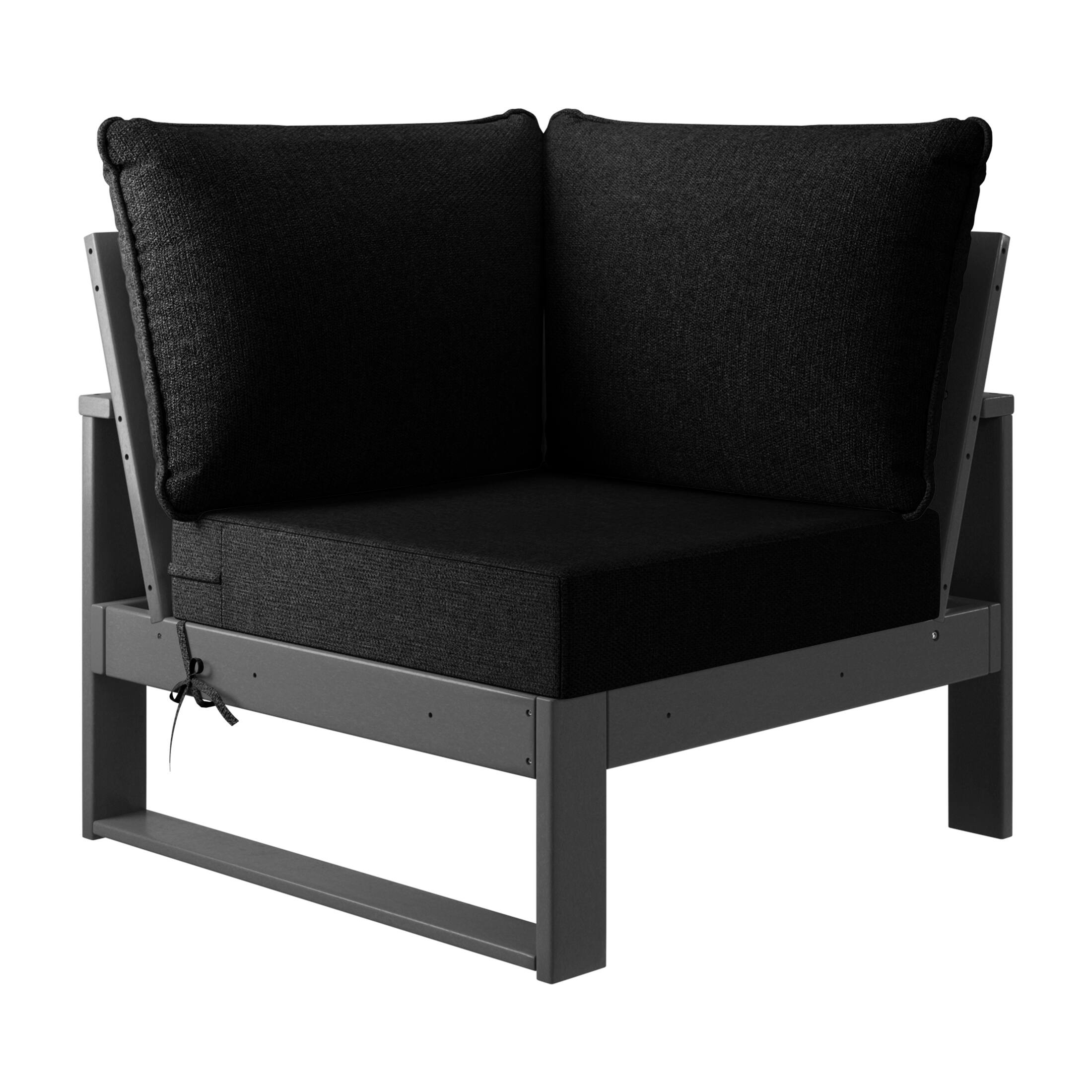 Alt View 2. WestinTrends - WestinTrends Montara Outdoor 4-Piece HDPE L-Shaped Modular Patio Sofa Furniture Set - Black.
