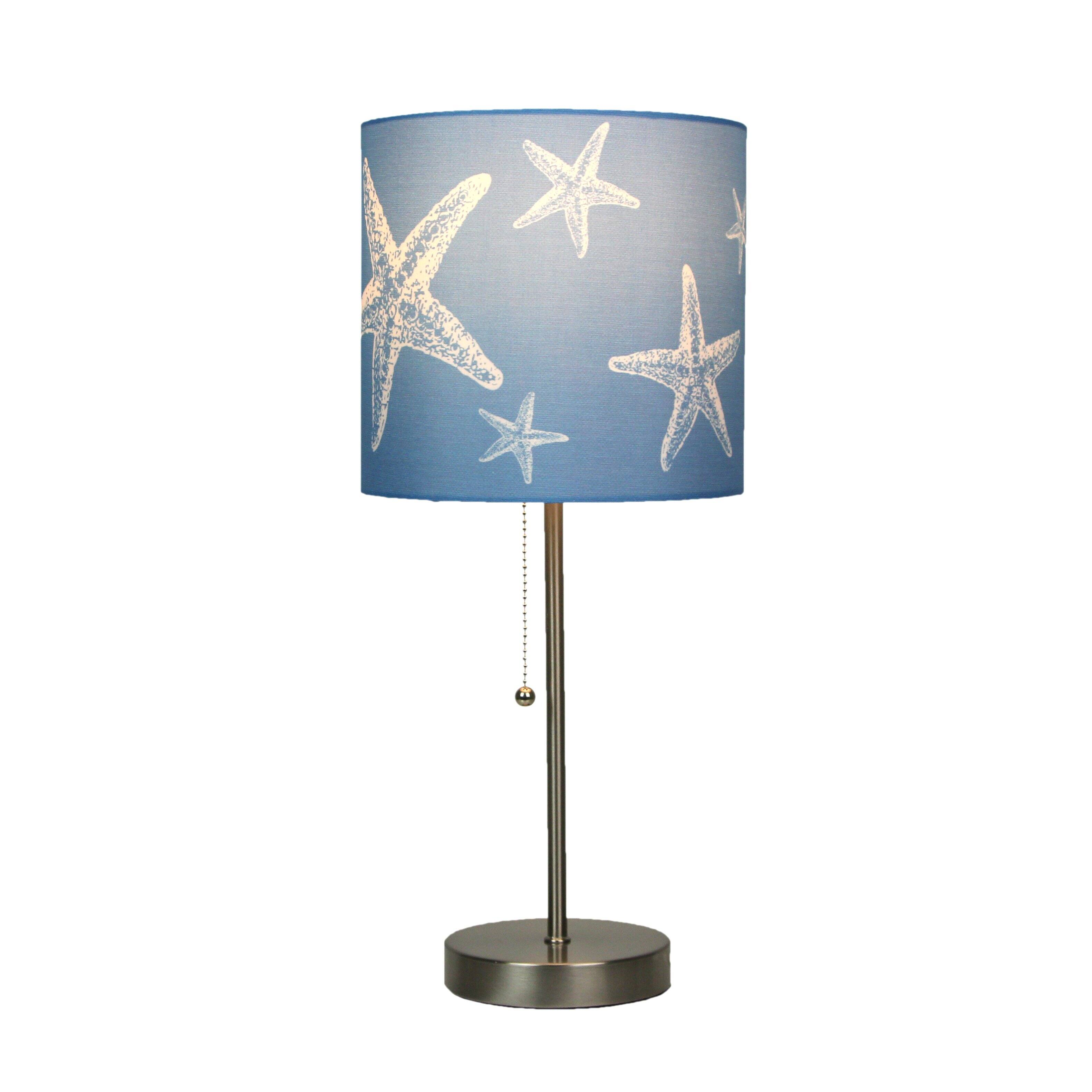 Alt View 1. Things2Die4 - Brushed Nickel Finish Table Lamp With Coastal Blue Starfish Shade - Blue.