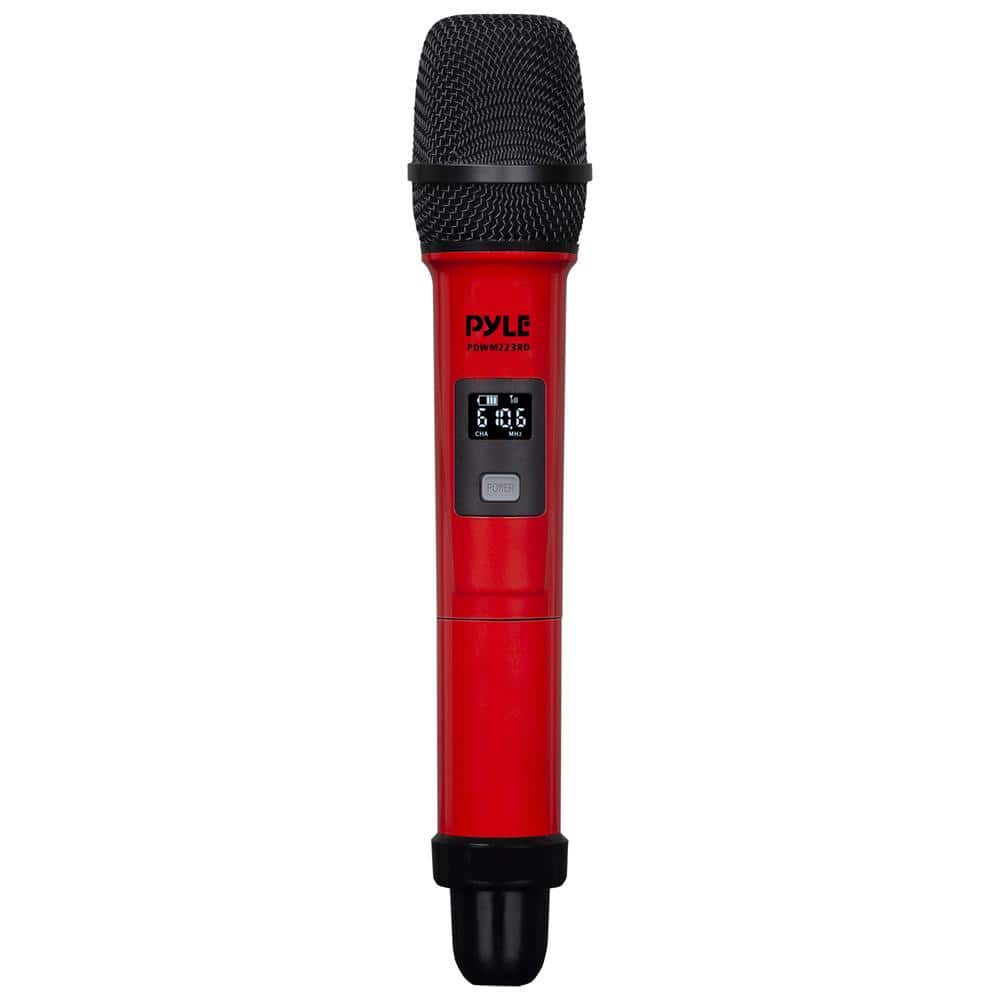 Photos - Microphone Pyle UHF Wireless System – Portable, Quad Channel Frequency with (4) Handheld Mics PDWM223RD (Red)