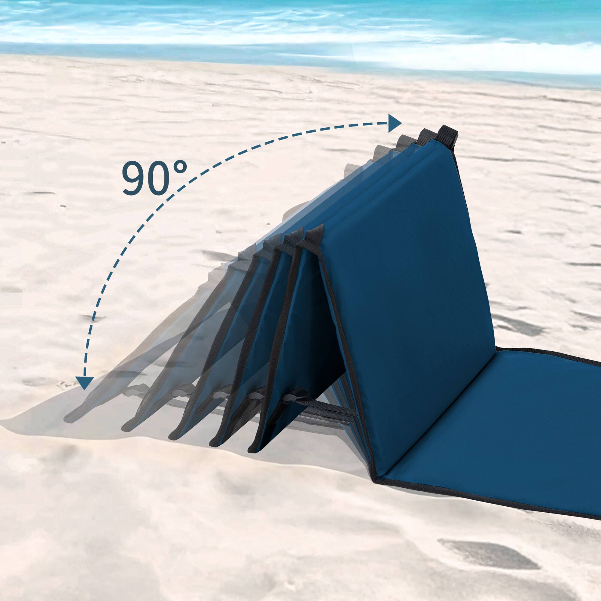 Back. SUNJOY - Sunjoy Ultra-Light Folding Chair With Backrest, Portable Beach Lounge Chair, Tanning Mat For Sunbathing Trips, Blue - Blue.