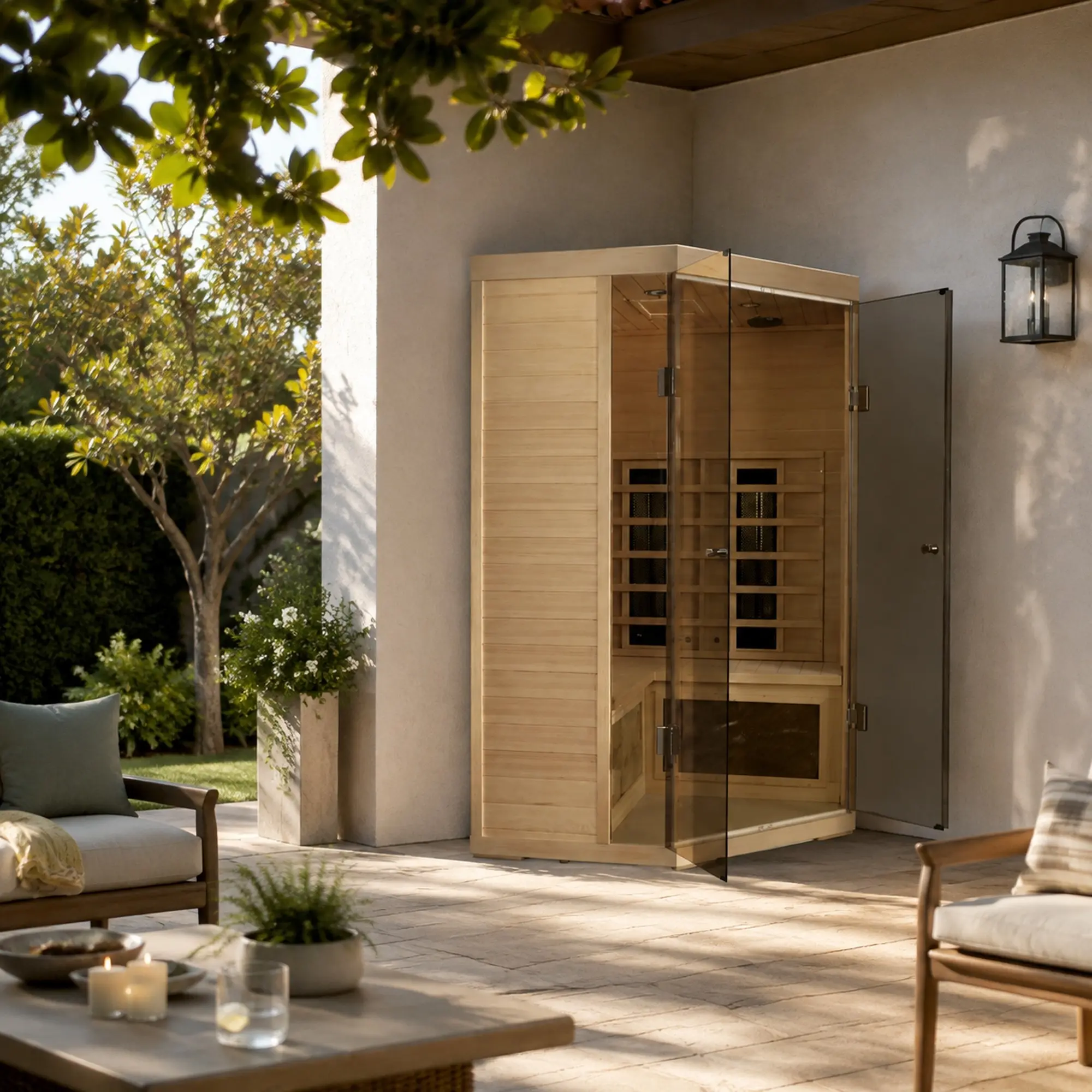 RYHNUYNE 5 Person Hemlock Far Infrared Sauna, S Model, Low EMF Heaters ...