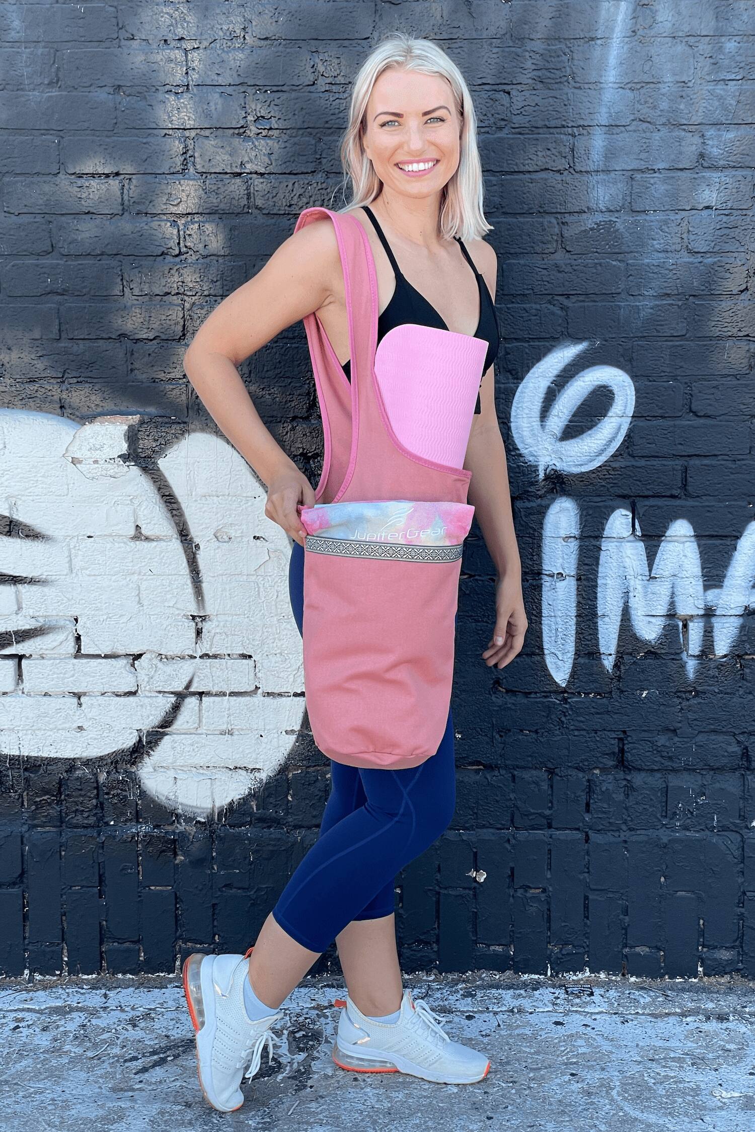 Alt View 5. JupiterGear - Yoga Mat Carrying Tote Bag with Large Size Pockets | Multipurpose and Fit Most Size Mats - Pink.