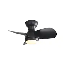 HOMLUX - 23 Inch Bedroom Ceiling Fan With 3 ABS Blades Remote Control DC Motor With 18W Led Light - Black