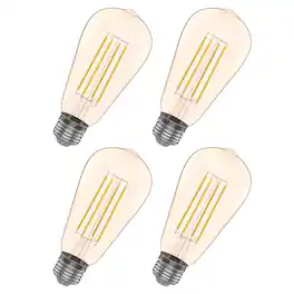 VIRIBRIGHT - ST19 LED Bulb, Filament, Edison, Amber, Warm White 2200K (4-Pack) - 2200