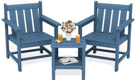 SERWALL - 3 Pieces Patio Bistro Set-Outdoor Chairs and Side Table with Umbrelle Hole - navy