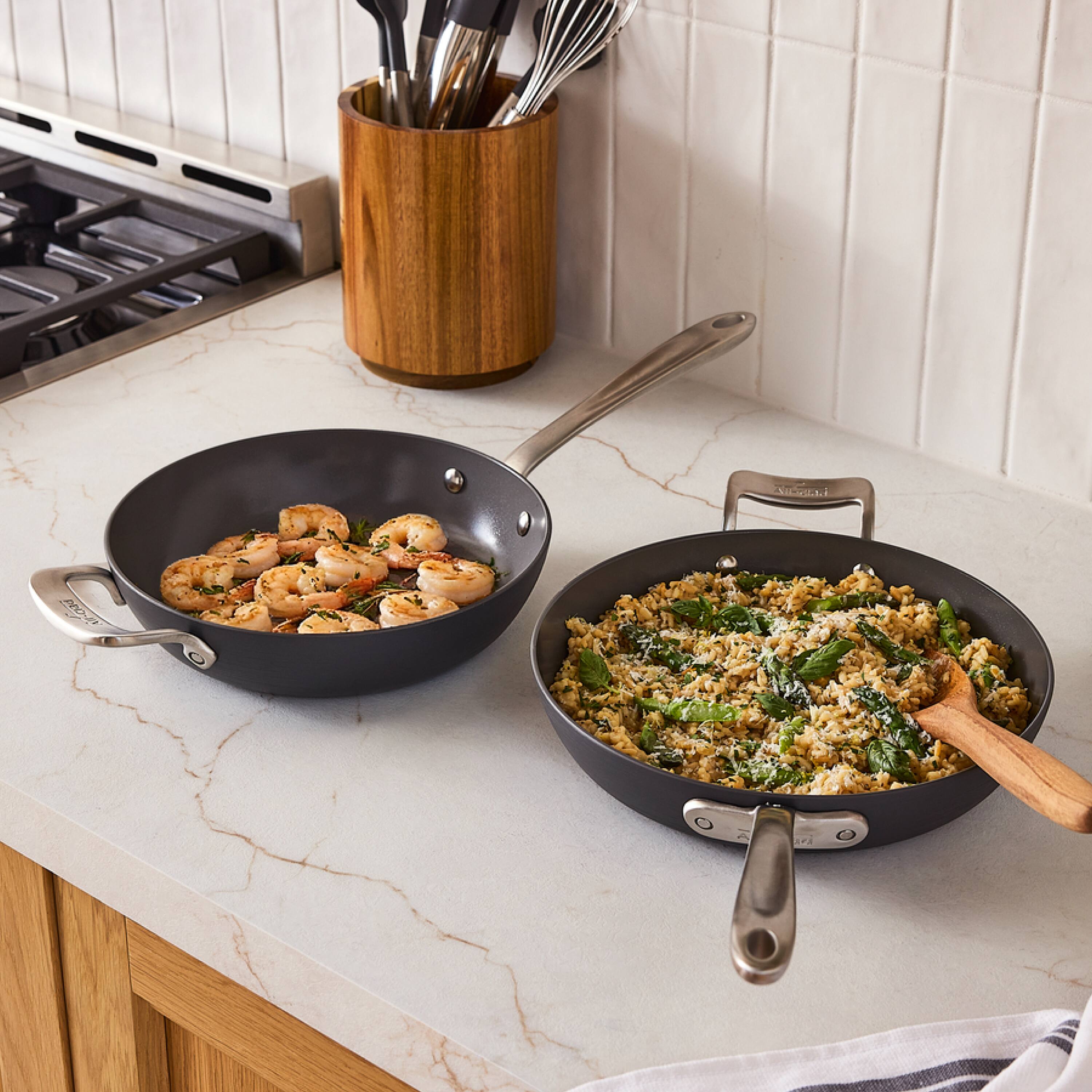 Alt View 4. All Clad - All-Clad 10.5" & 12" HA1® Ceramic Nonstick Fry Pan Set, Light Gray - Light Gray.