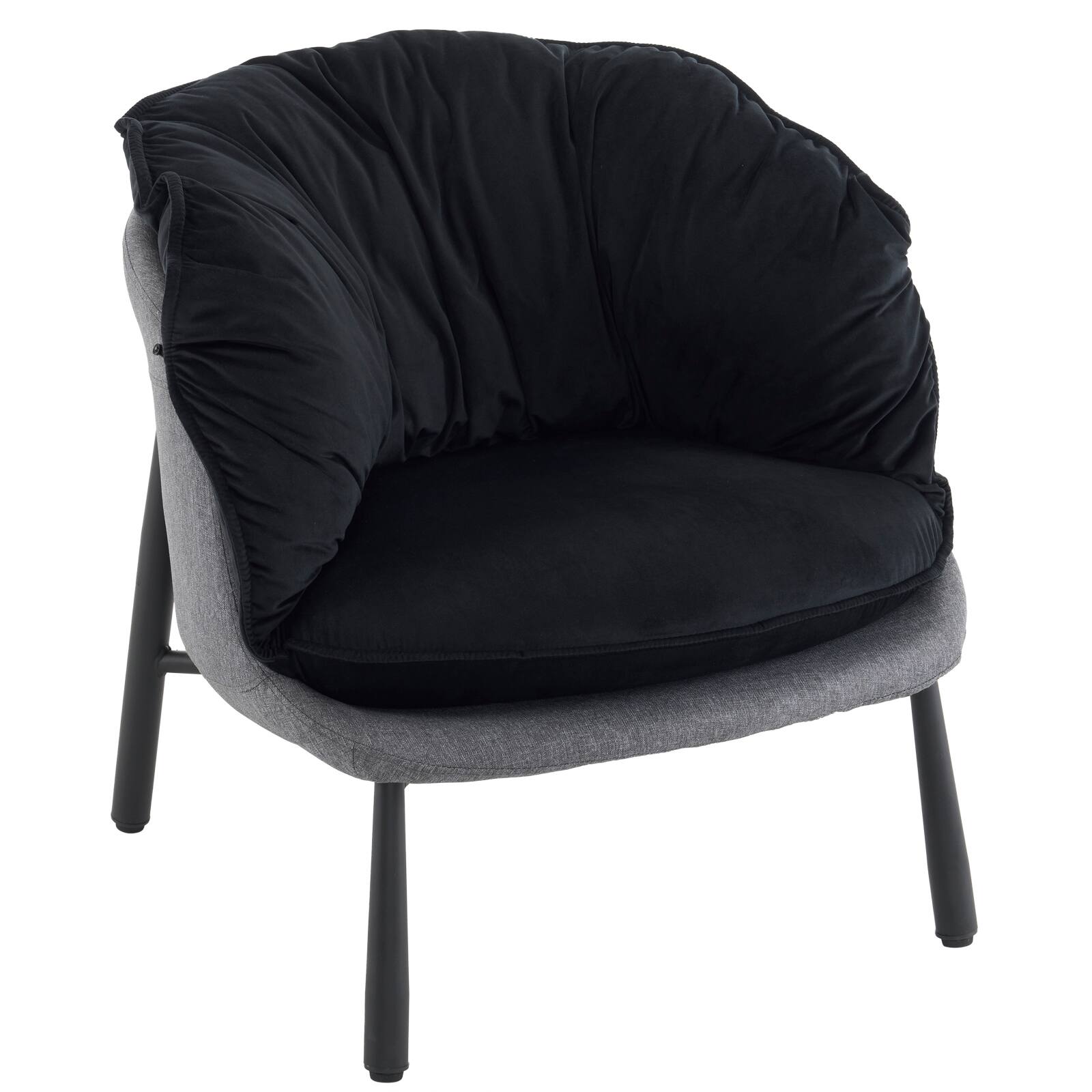 SlickBlue - Contemporary Comfy Velvet Armchair with Barrel Shape and Durable Metal Legs, Ideal for Bedroom or Office - Black