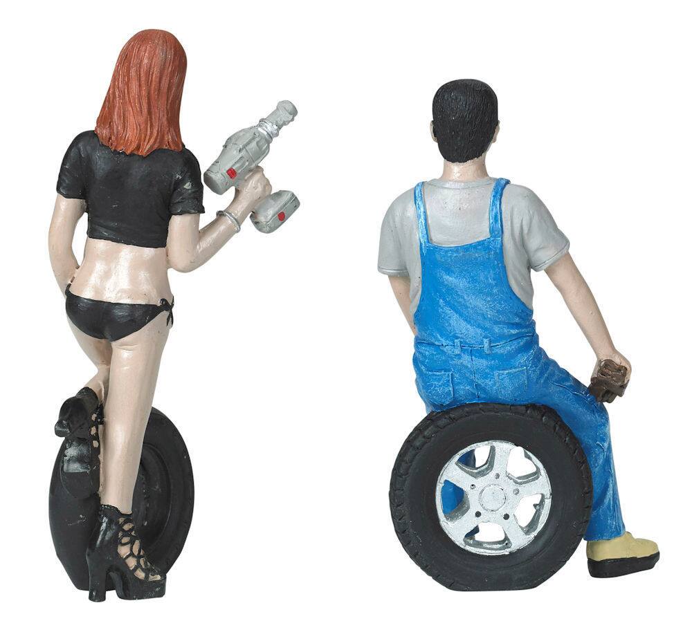 Alt View 1. Motorhead Miniatures - Michele and Derek Tire Brigade 2 piece Figurine Set 1/18 by Motorhead Miniatures.