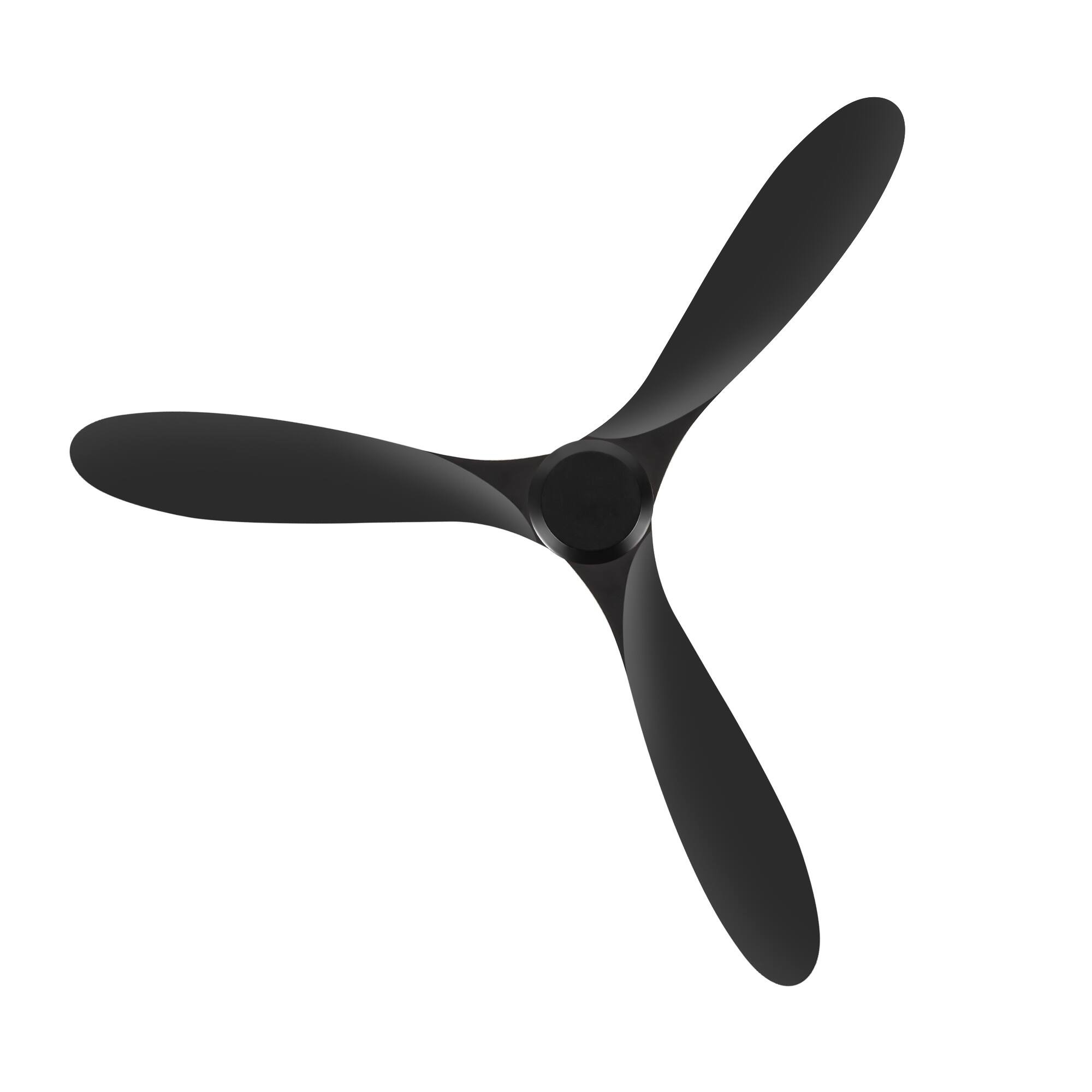 Alt View 9. Breezary - 60-Inch Indoor Ceiling Fan with 3 ABS Blades, DC Motor, 6-Speed Remote Control with Timer, 6"&12" Downrods, Led/No Light - Matte Black (Without Light).